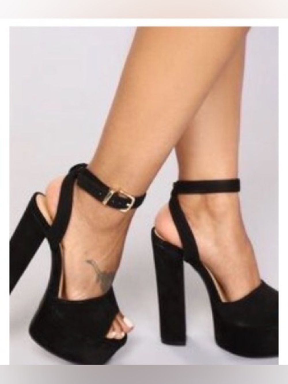 Fashion Nova Black Platform Block Heel Sandals